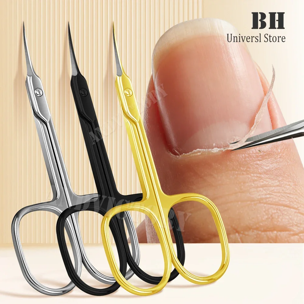 

Russian Manicure Scissors Cuticle Regrowth Cut Curved Tip Nail Pedicure Grooming Professional Stainless Steel Dead Skin Remover