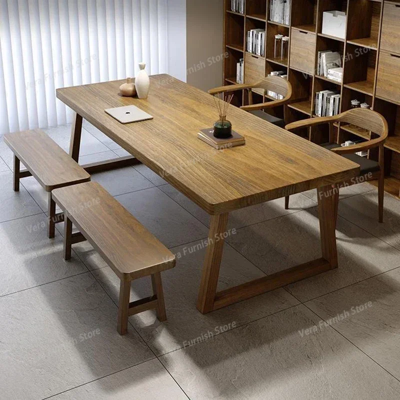 

Japanese Wooden Dining Table Meeting Office Living Room Dining Tables Kitchen Minimalist Design Home Furniture Mesa Comedor LLDT