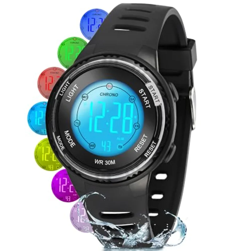 Digital Watches Sports LED Wristwatches   Children's 50m Waterproof Watch Digital Light Stopwatch Watch for kids