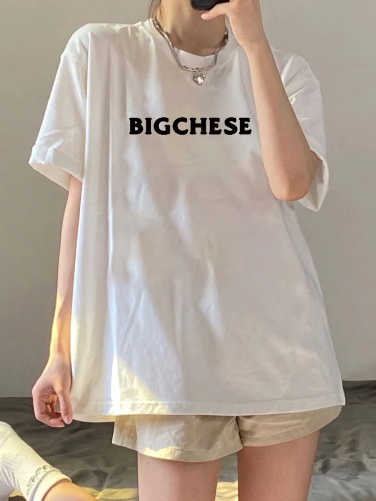 تي شيرت نسائي كاجوال بأكمام قصيرة ، أزياء هاراجاكو ، دببة مضحكة بسيطة ، حروف مطبوعة ، رقبة مستديرة ، صيف