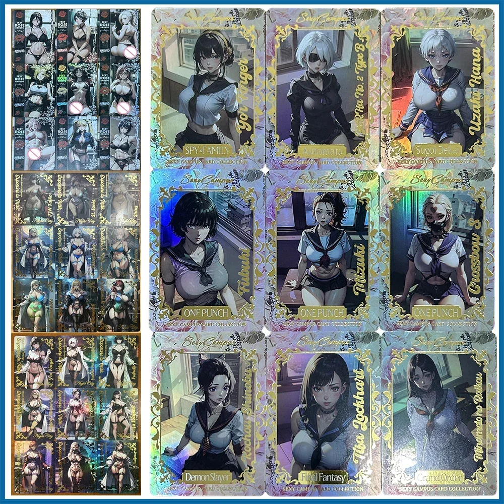 9PC/Set Anime Goddess Story DIY ACG Fubuki Kochou Shinobu Yor Forger Demon Slayer Boy Games Toys Birthday Gifts Collectible Card