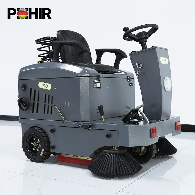 HCYPohir-1280 Simple Operation Professional Floor Scrubber 48V Battery Powered Ride-on Floor Sweeper Road Street Suction Sweeper