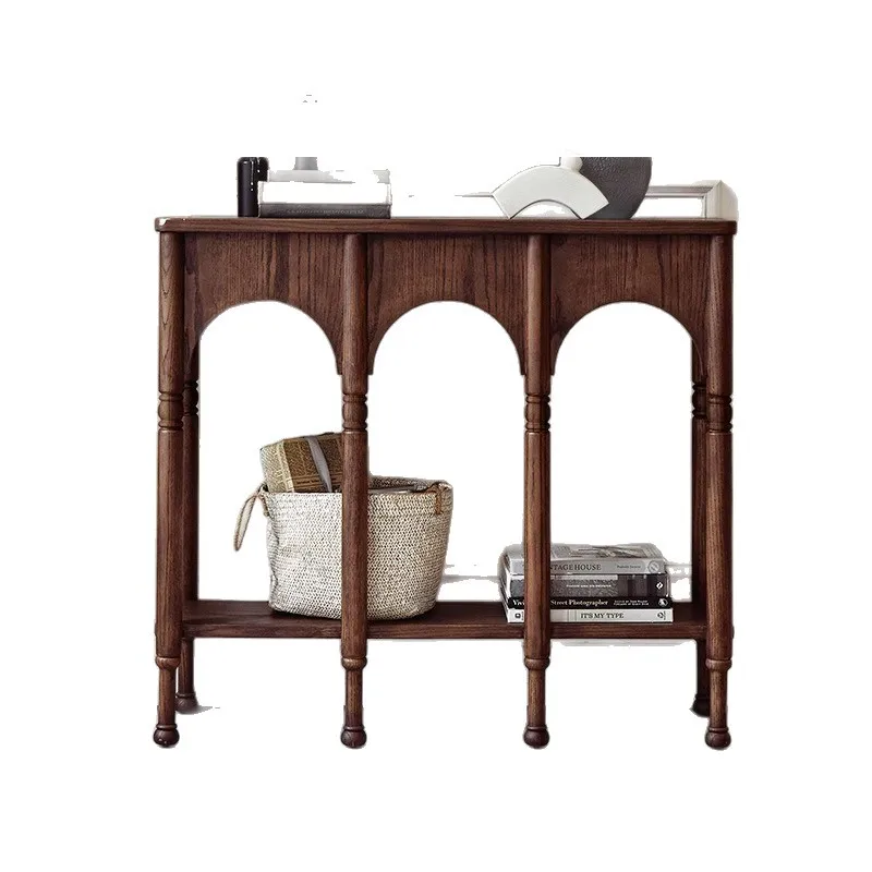 

table narrow entrance table American medieval living room solid wood side cabinet corridor aisle storage cabinet side
