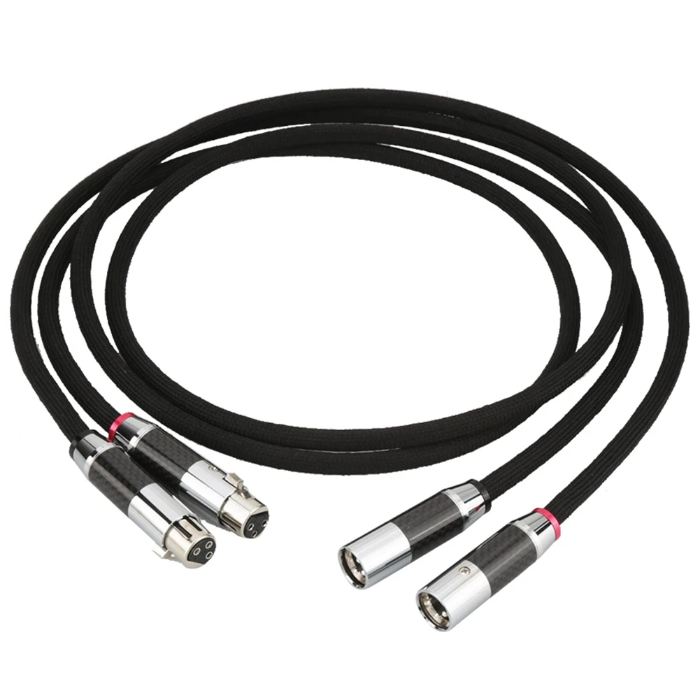 2Pcs Hi-End HIFI Silver-Plated 2 Core XLR OFC PCOCC Female XLR to Male XLR RCA Jack Audio Cables Wire Line, Black Port