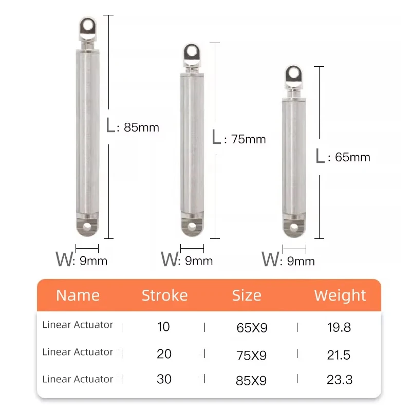 DC 6V Mini Electric Telescopic Push Rod With Limit Protection Large Thrust 10mm 20mm 30mm 50mm 80mm 100mm Stroke