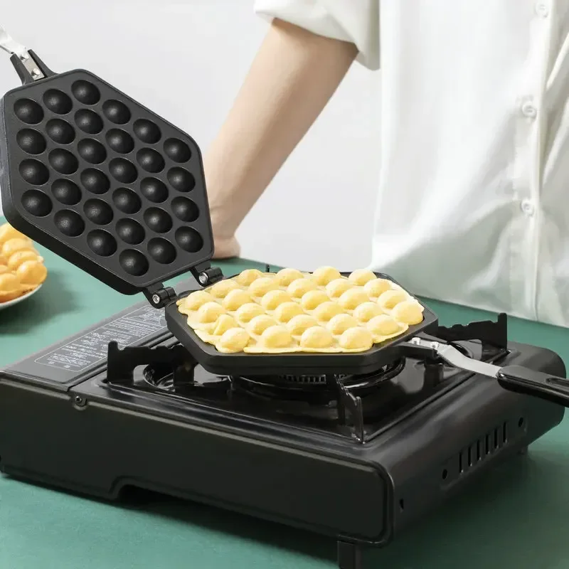 QQ Egg Bubble Cake Baking Pan Mold Eggettes Roller Iron Aluminum Hongkong Waffle Maker Mould Non-stick Coating DIY Muffins Plate