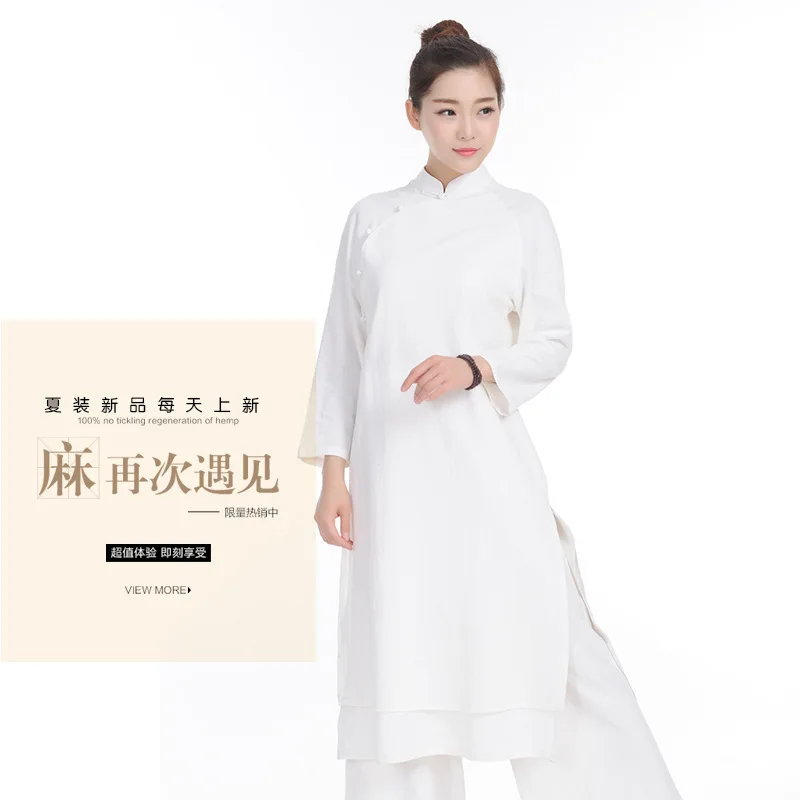 Cotton and Linen Zen Tea Gown Beauty Technician Yoga Master Clothes New Women's Clothing Wide Leg Pants plus Size