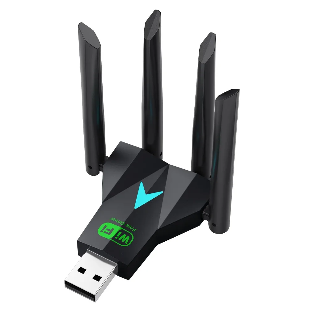 

4-Antenna Design Dual Band WiFi USB Adapter Dual Band 2.4G/5Ghz Receiver 1300Mbps WiFi Dongle Powerful Driver Free