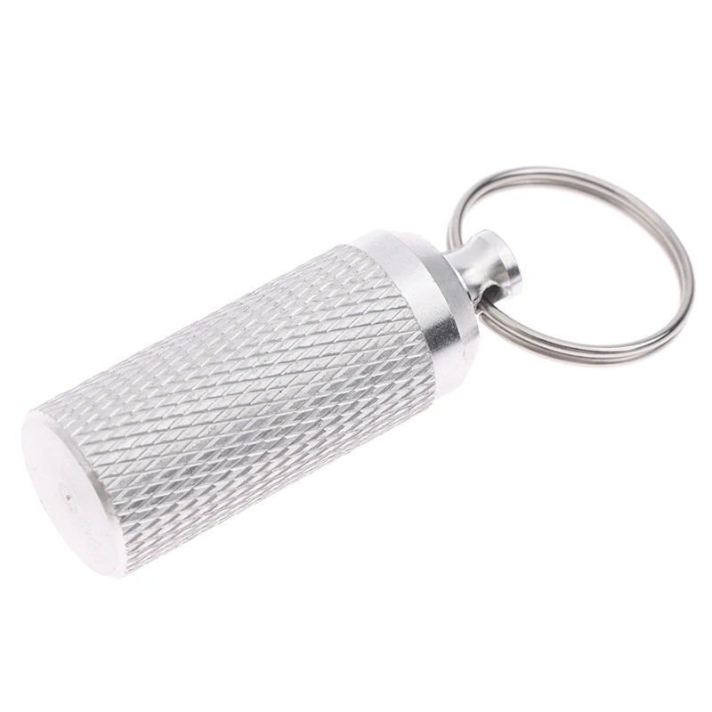 1PC Aluminum Alloy Waterproof Pill Shaped Box Bottle Holder Container Keychain Medicine Box Pill Box Key Holder