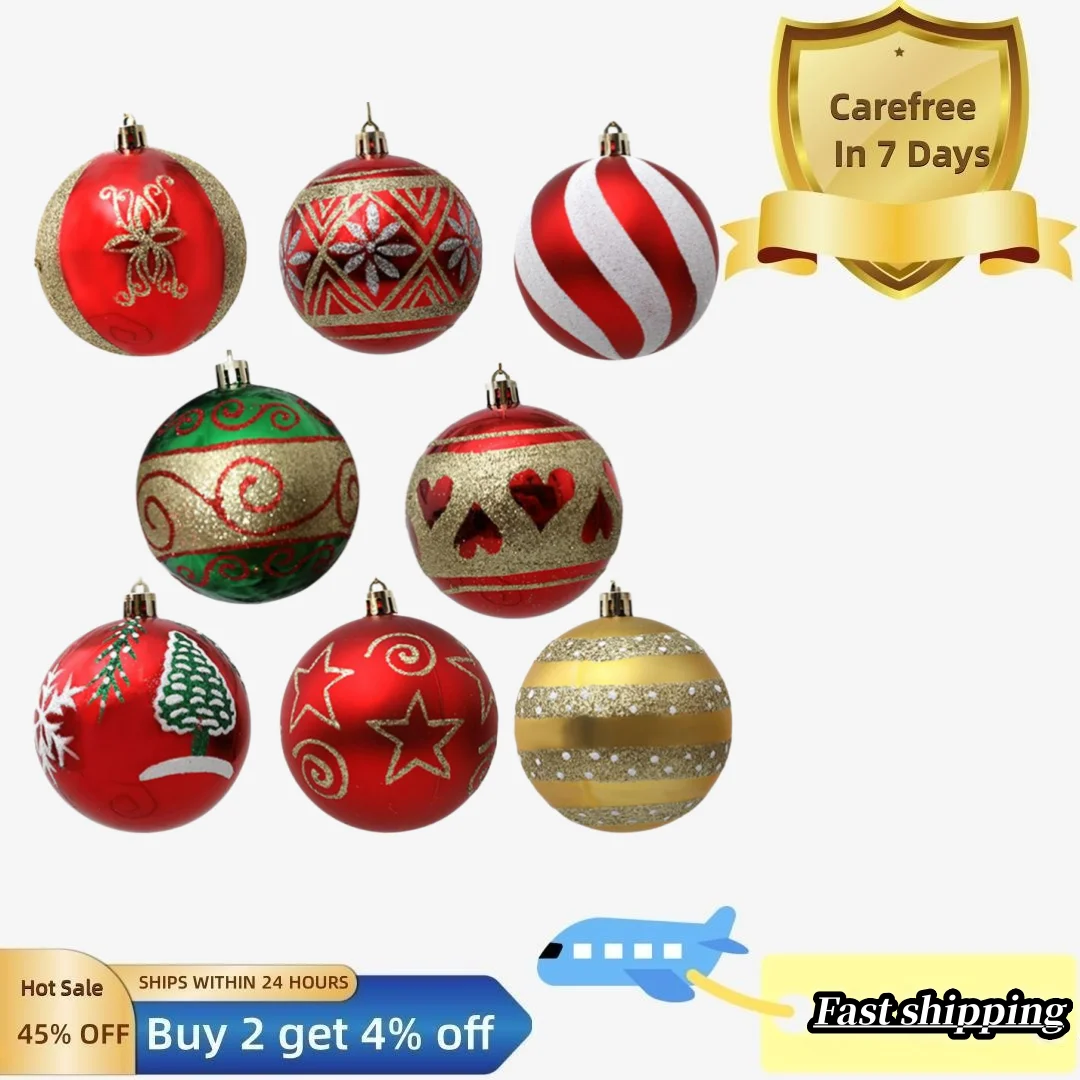 

Christmas Ball Ornaments Shiny Christmas Balls Shatterproof Christmas Tree Balls 6 Pcs Decorations with Different Shiny Powder