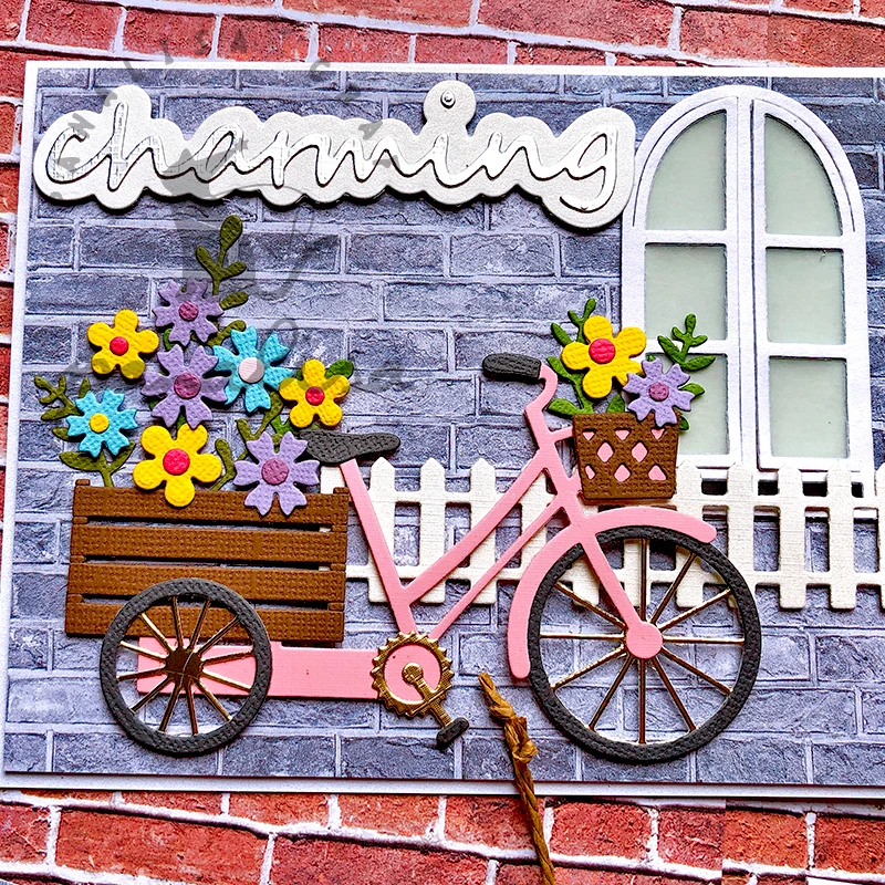 Panalisacraft Cute Bicycle flower basket Cutting Dies Stencils DIY Scrapbooking/album Decorative Embossing DIY Paper Craft Cards