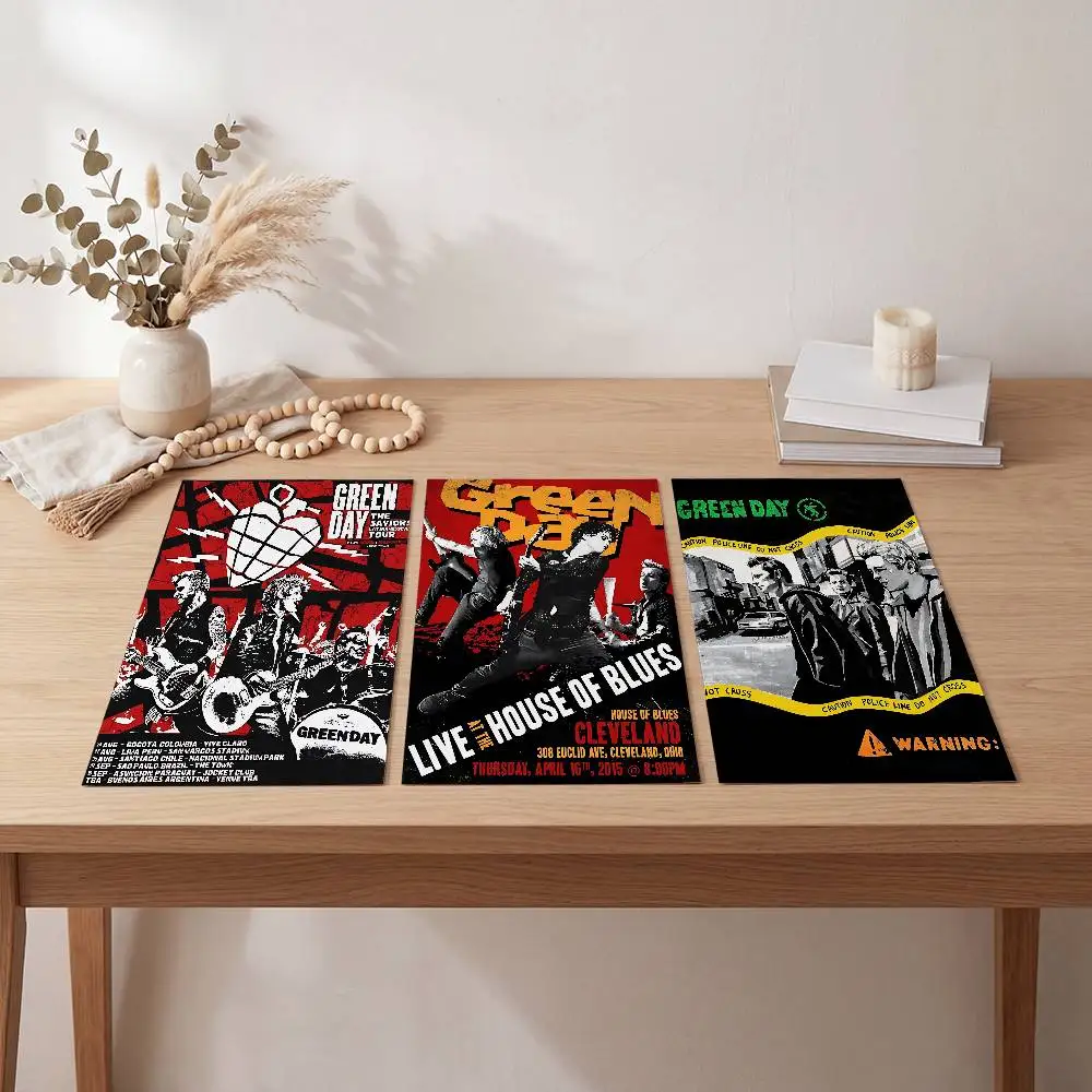 Green Day Music Rock Band Classic Vintage Poster Self-adhesive Art Waterproof Paper Sticker Coffee House Bar Room Wall Decor