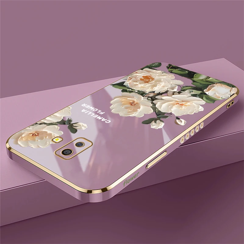 For Samsung Galaxy J5 J7 J4 Prime Case Soft Plating Cover For Samsung J4 J6 Plus 2018 J730 J7 2017 Flower Print Silicone Cover