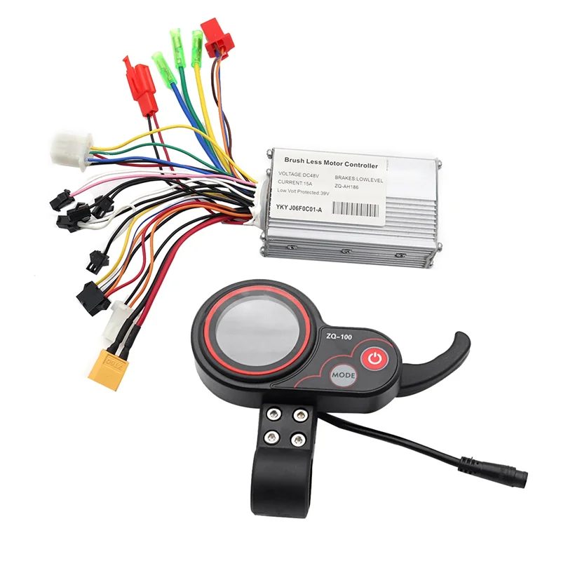 48V Controller+ZQ-100 Mileage Meter Speed Adjustable Electric Scooter Meter 6 Pin Display for Electric Scooter