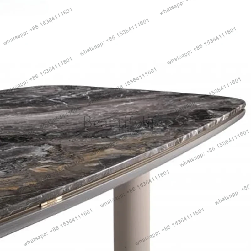 Round Spliced Marble Dining Table with Turntable Living Room Dining Table