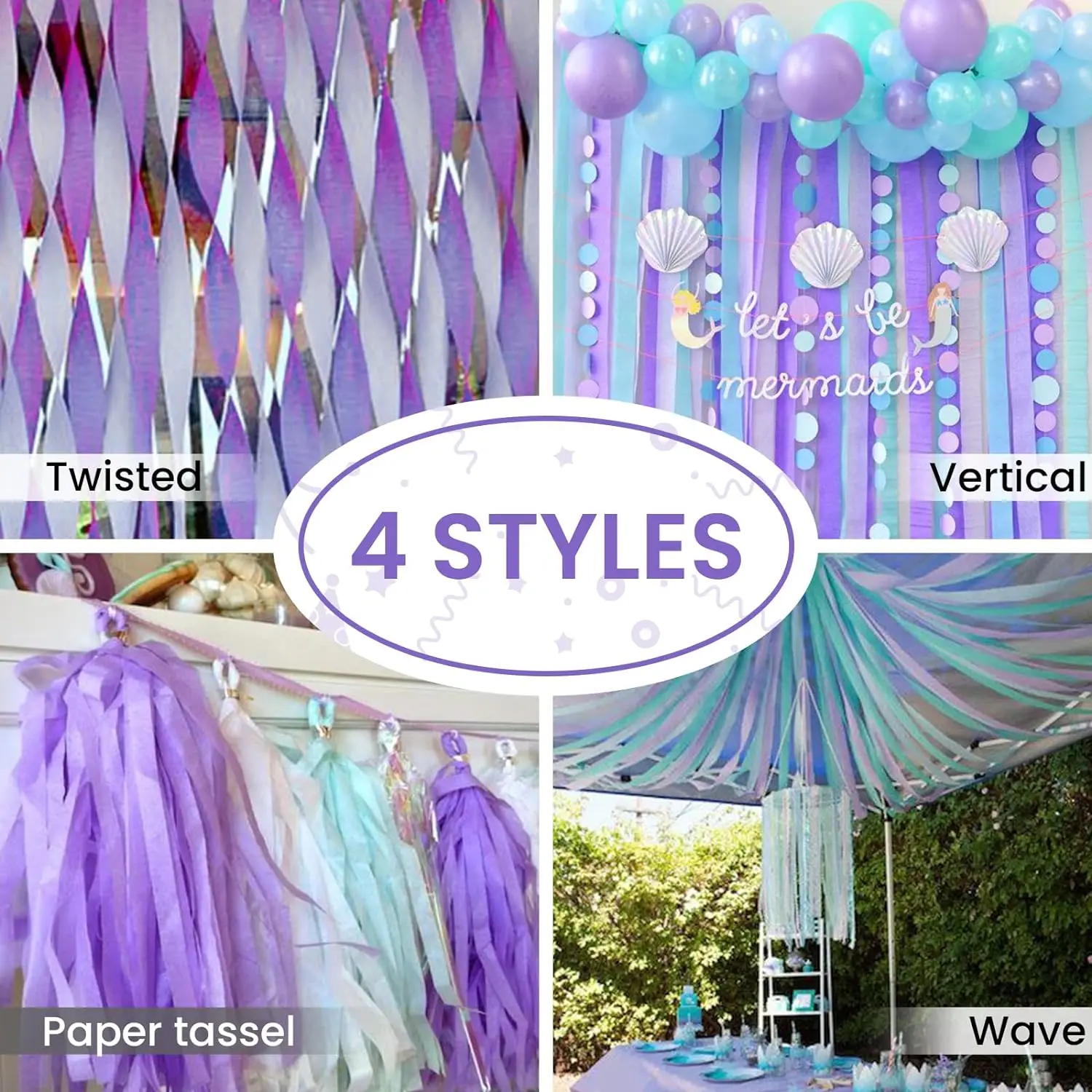 3pcs/set Rainbow Crepe Paper Streamers for Wedding Birthday Party Backdrop Decoration Colorful Paper Crepe Garland Ribbon Decor