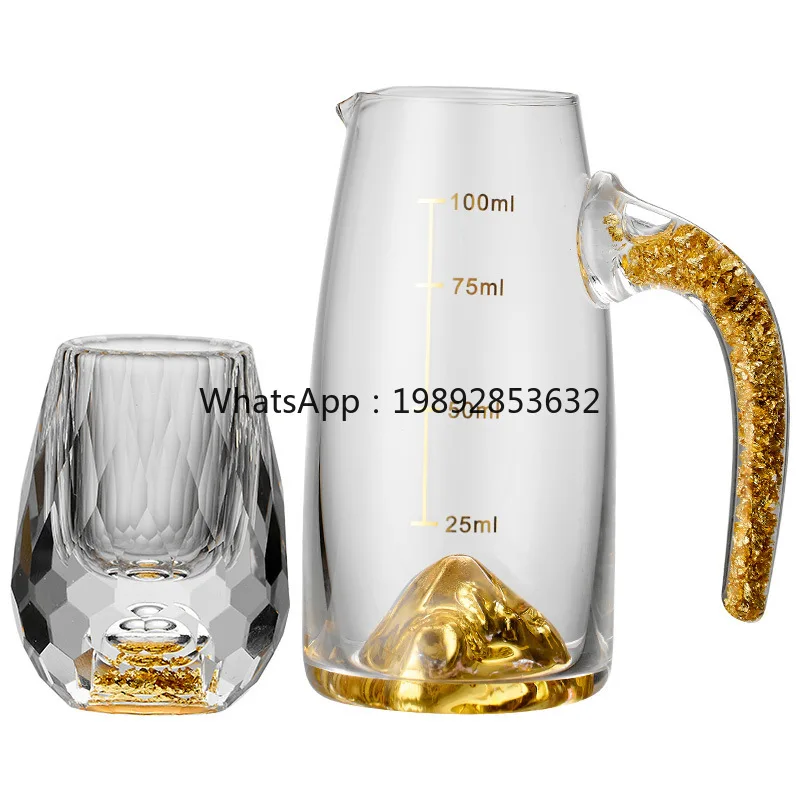 L3-20 Gold Foil Crystal Glass Baijiu Cup Household High-end Small Chinese Yipin Jiangshan Jinshan Wine Cup