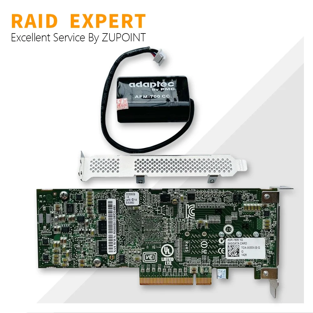 ZUPOINT Adaptec ASR-7805 RAID Controller Card 6Gbps 1GB Cache SAS SATA PCI E 3.0 Expander Card Adapter