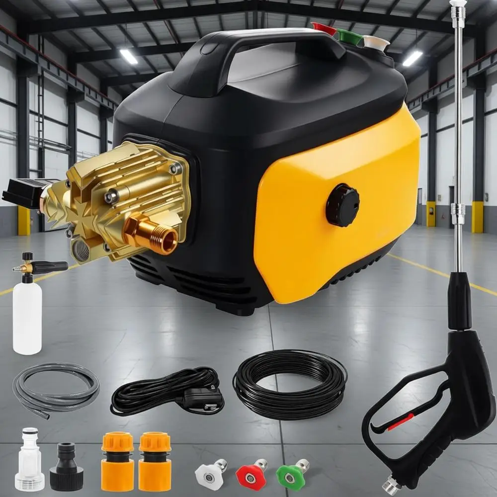 

Prure Washer with 3 Quick Cont Nozzles,Inlet Hose & ilter, oam Cannon or Cars/ences/Driveways Cleaning