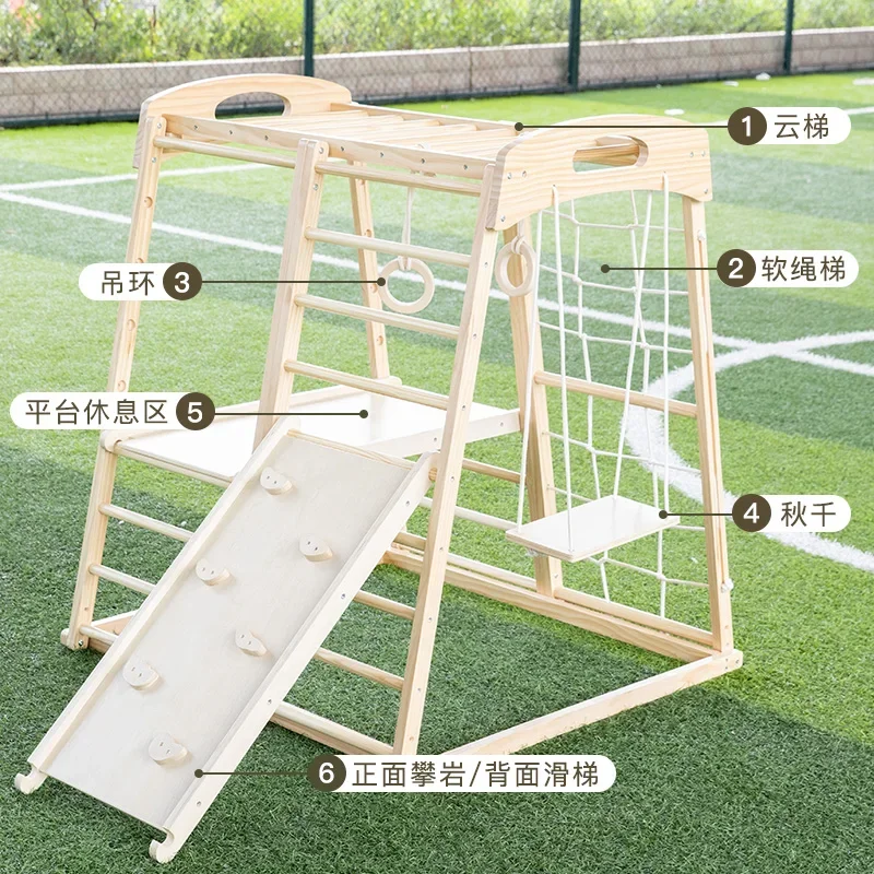 Multifunction Wooden Climbing Frame Large Climbing Equipment for Kids Wooden Climbing Triangle