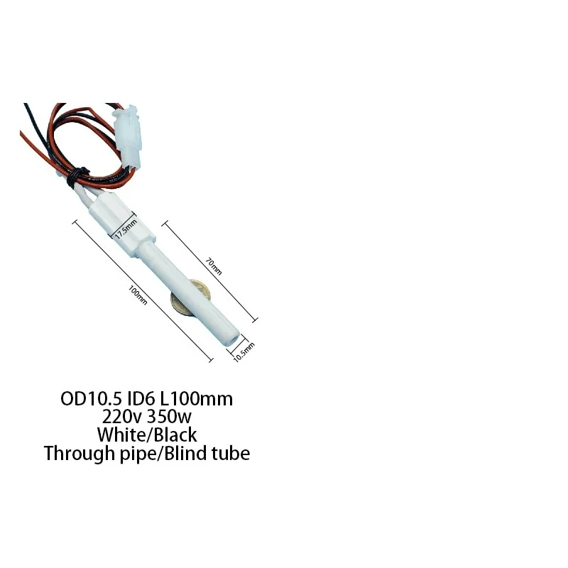 220V Ceramic Igniter Ceramic Heating Tubespark Plug for Pellet Stove10.5x6x100mm 350W Pellet Stove Ignitor Black