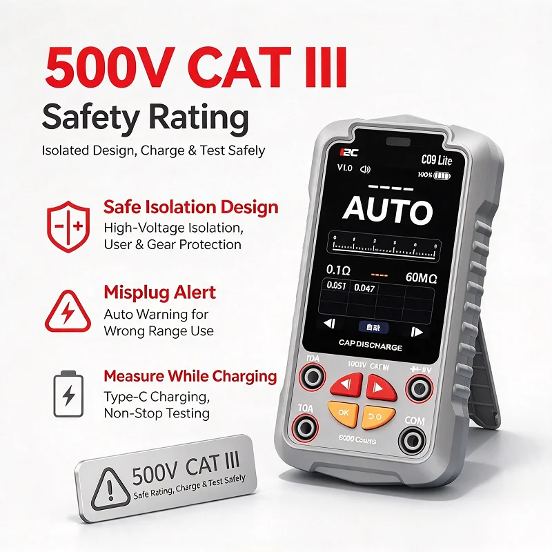 I2C Digital Multimeter 6000 Counts 500V CAT III Dual CPU 13 Functions Rechargeable For Phone Motherboard Repair Electrical Test