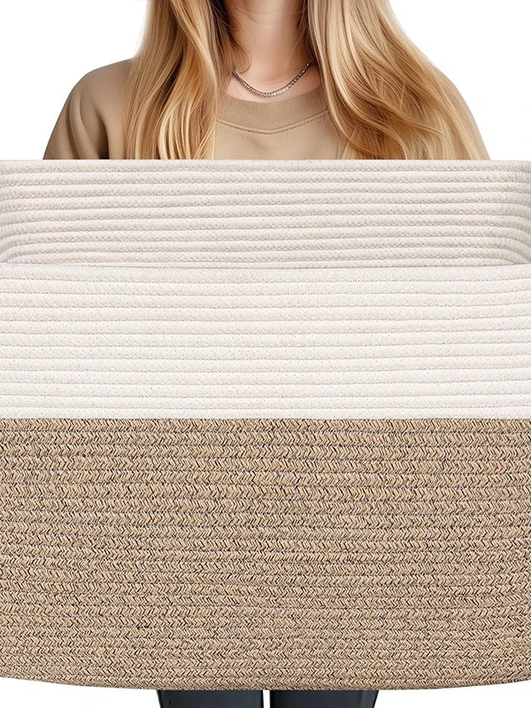 

Woven Cotton Rope Toy Storage Basket Foldable Office Bedroom Storage Basket American Sle Miscellaneous Storage Basket