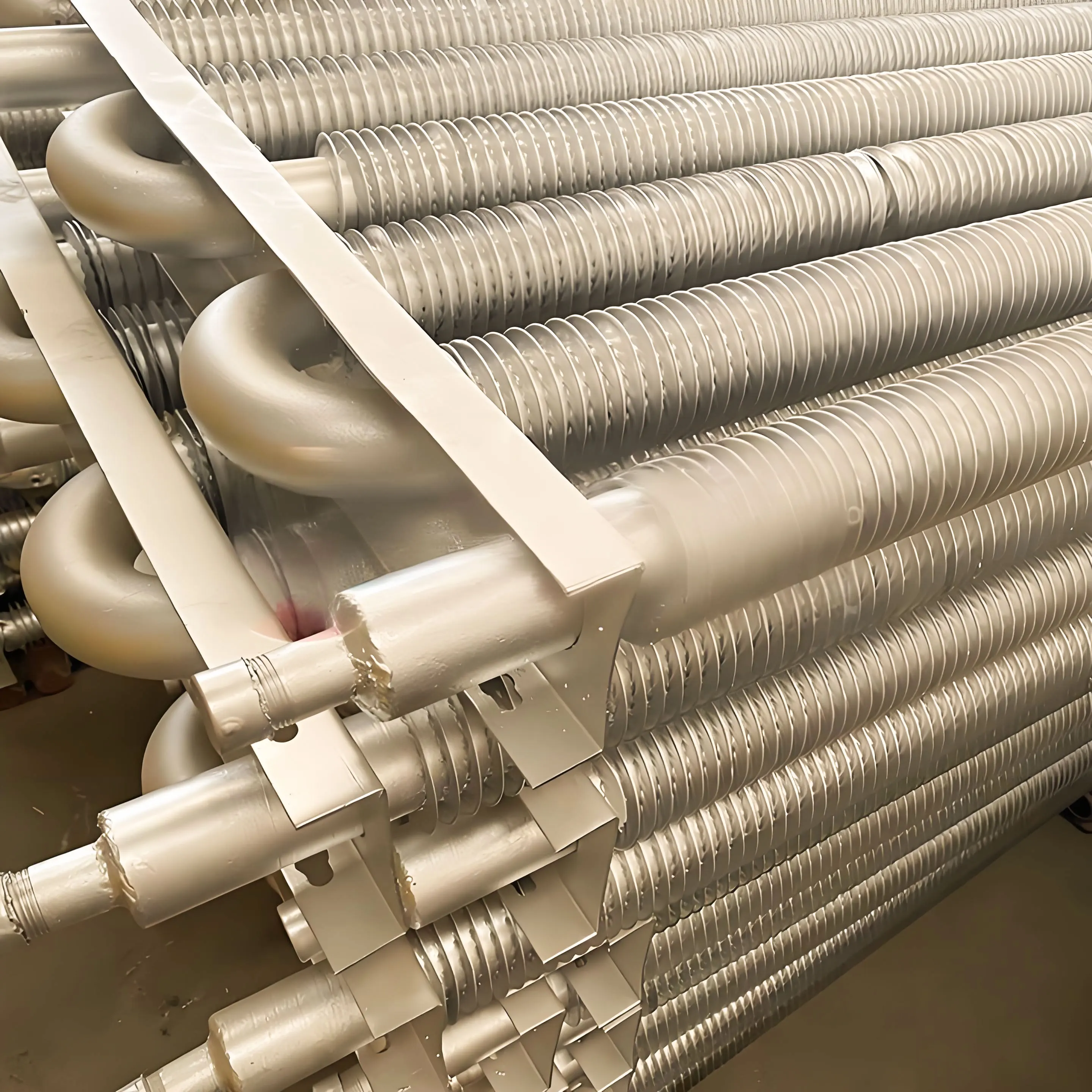 

Медные трубки, алюминиевые охлаждающие ребра, медно-алюминиевые ребра, трубы и трубки из нержавеющей стали, U-образные изогнутые спиральные теплообменники