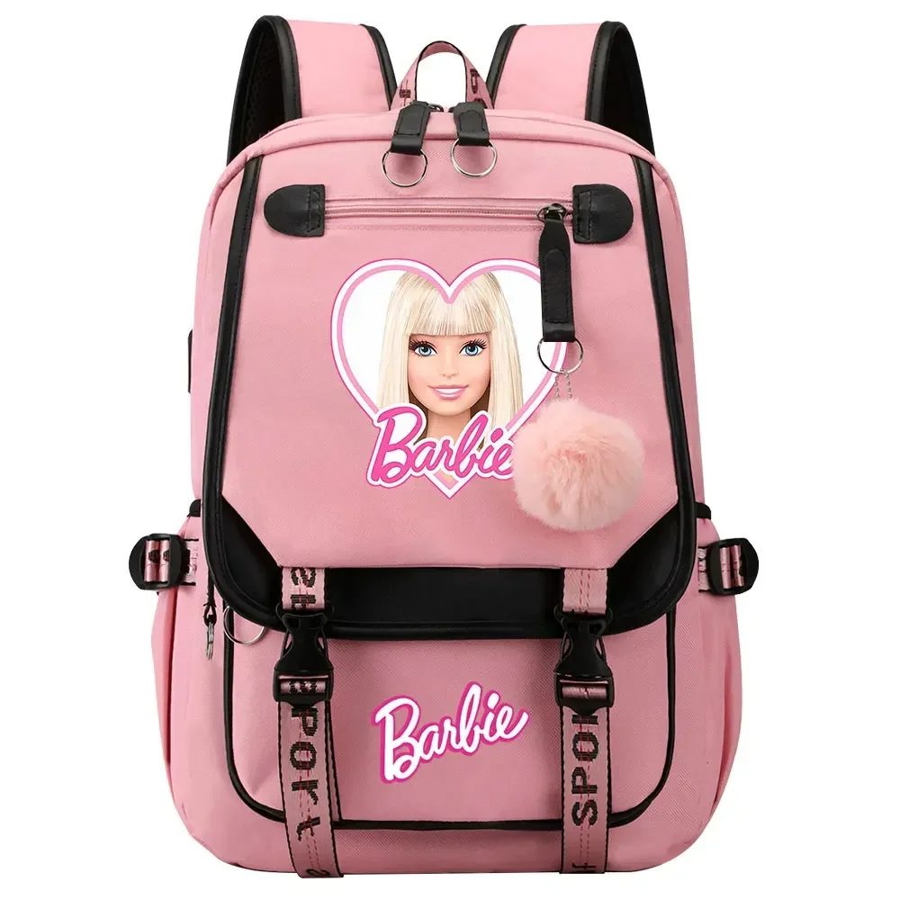 New Barbie Boys Girls Kids School Book Bags Women USB Bagpack Teenagers Canvas Laptop Travel Student Backpack