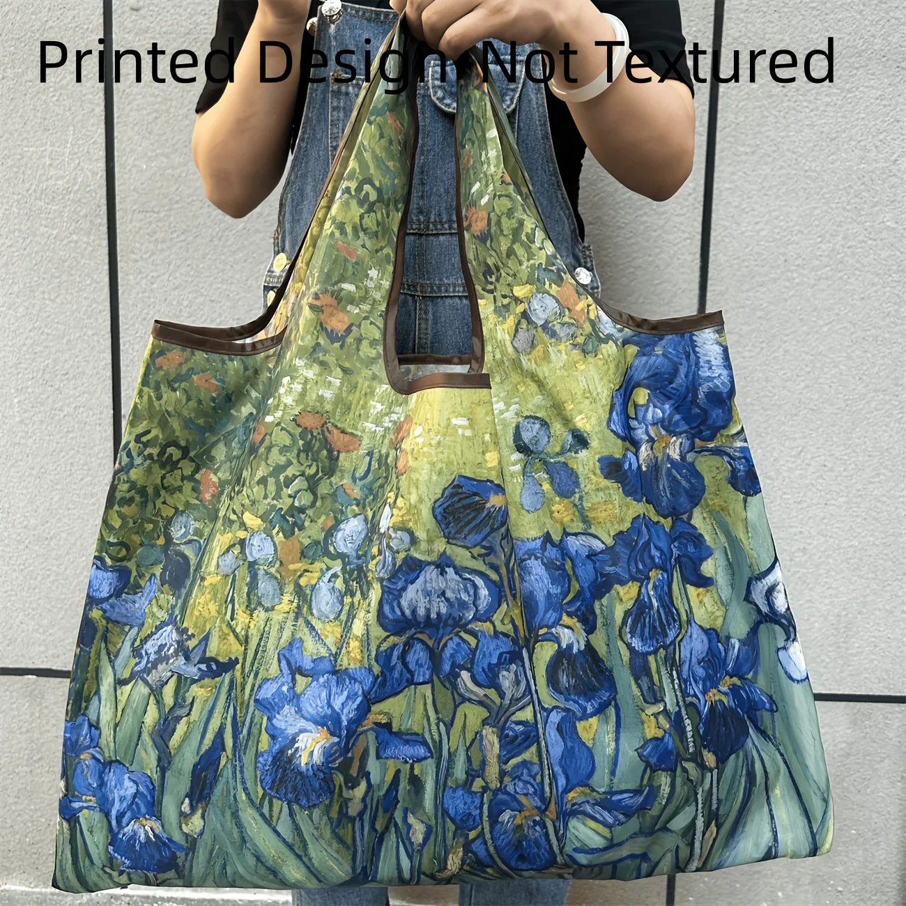 1 Pack Non-Textured Printed Foldable Tote Bag, Large Capacity Women Shoulder Shopping Bag,Multiple Patterns, Fashion Gym Handbag