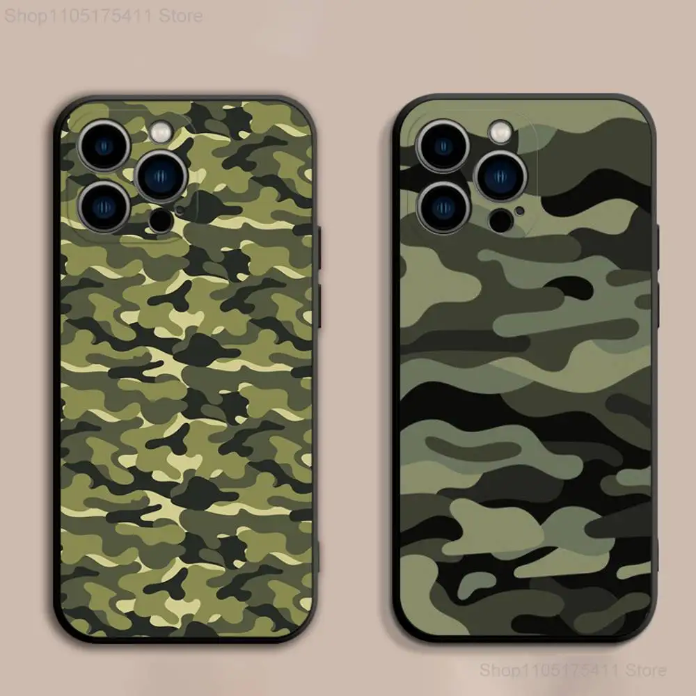 

Camouflage Military Army Phone Case For iPhone 17,16,15,14,13,12,Pro,Max,Plus,E,SE4,Air,Mini Black Soft Cover
