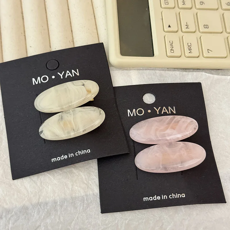 Cute Contrast Color Hairpin Women Oval Acetate Bangs Clip Duckbill Clip Girls Hair Clip Temperamental Headdress Hair Accessories