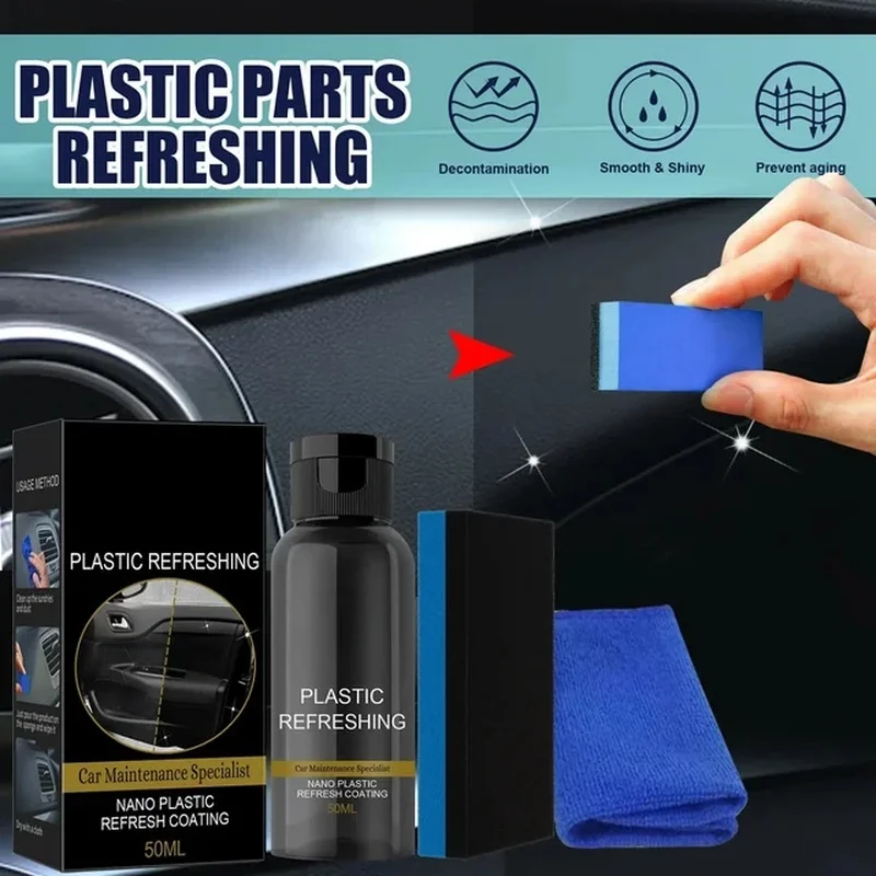 50ml Plastics Refreshing Coating Agent Cars Truck Refurbishment Cleaning Parts Refurbish Exterior Polishing&Scratch Remover Wash