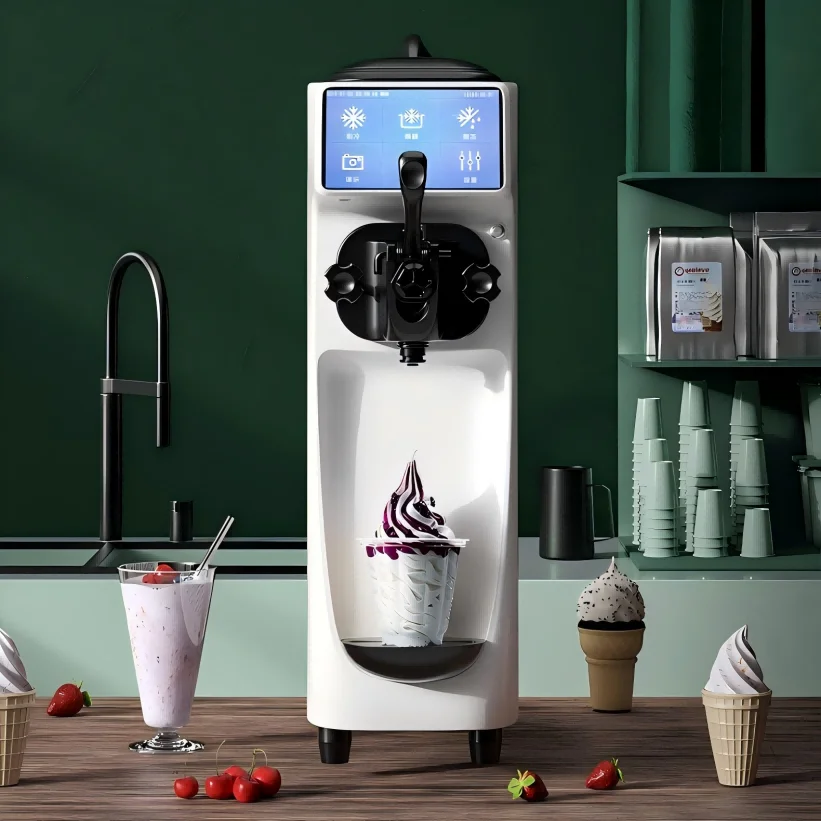 

Small Commercial Desktop Ice Cream Machine 110V/220V Automatic Soft Serve & Milkshake Maker 16-22L/H