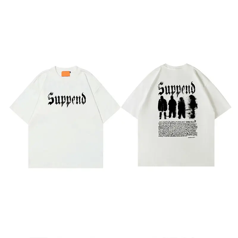 100% cotton short sleeve men's T-shirt retro street hip hop couple's tops