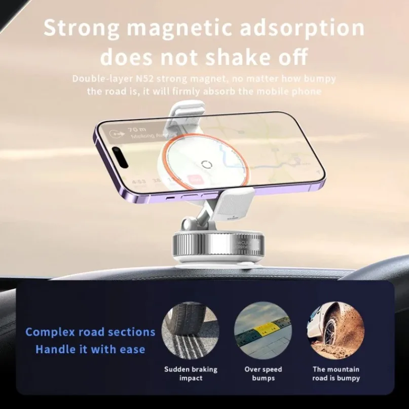 Plegable 360 °   Soporte giratorio para teléfono, soporte para almohadilla de vacío de coche para coche/gimnasio/espejo, montaje de Clip telescópico al vacío para iPhone 17