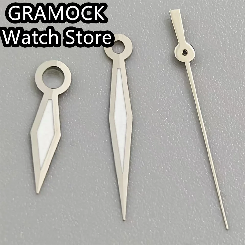 GRAMOCK Watch Hands Silver Black Blue Hands Green Luminous Fit NH35 NH36 NH38 NH70 NH71 NH72 Movement