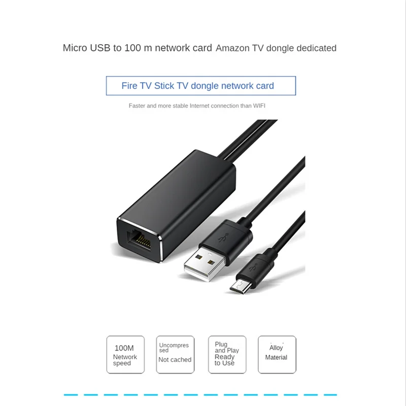 Micro-USB-Ethernet-Adapter 10/100 MBit/s für Fire-TV-Stick USB zu RJ45 USB-Netzwerk karte für Google Chromecast Gen 2 1 Ultra