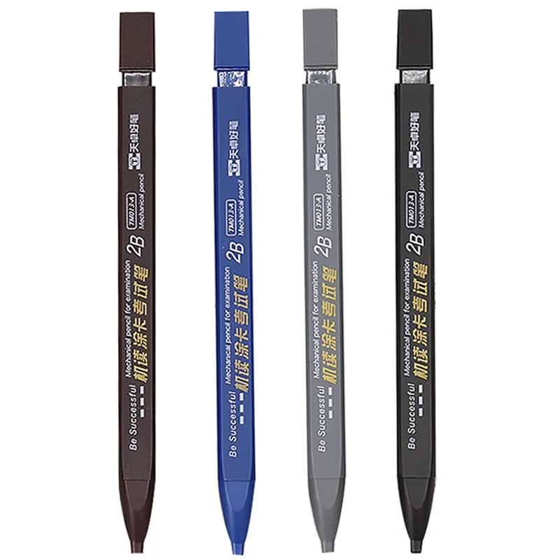 1pc Thick Flat Head Mechanical Pencil Drawing 2B with Refills Pencil Office Supplies Writing Automatic Office School Supplies