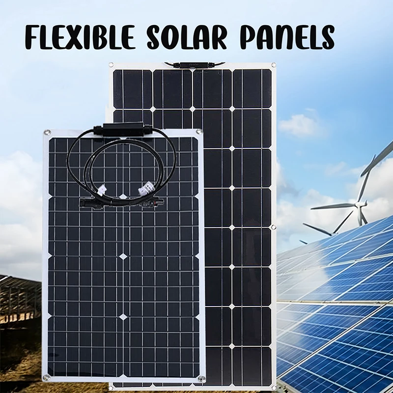 500W 1000W Flexible Solar Panel Battery Charger Photovoltaic Panel Cell for Camper RV Home Roof Balcony Waterproof Freeship