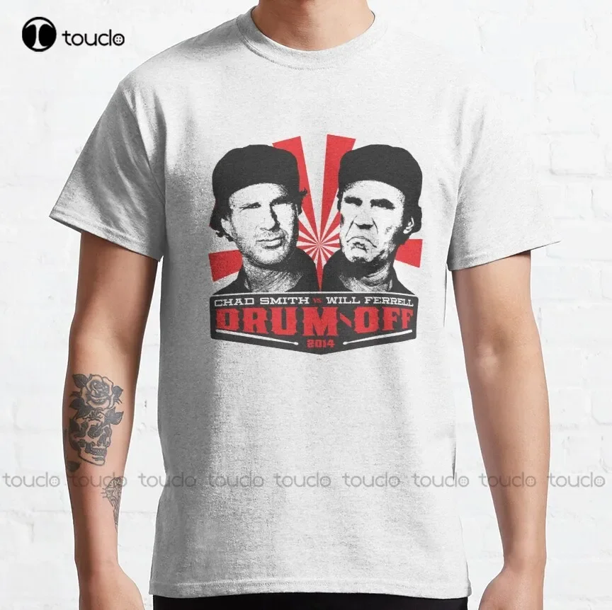 

Классическая футболка Will Ferrell Vs Chad Smith Drum Off 2014, забавные футболки, женские рубашки с цифровой печатью, дышащий хлопок в стиле ретро