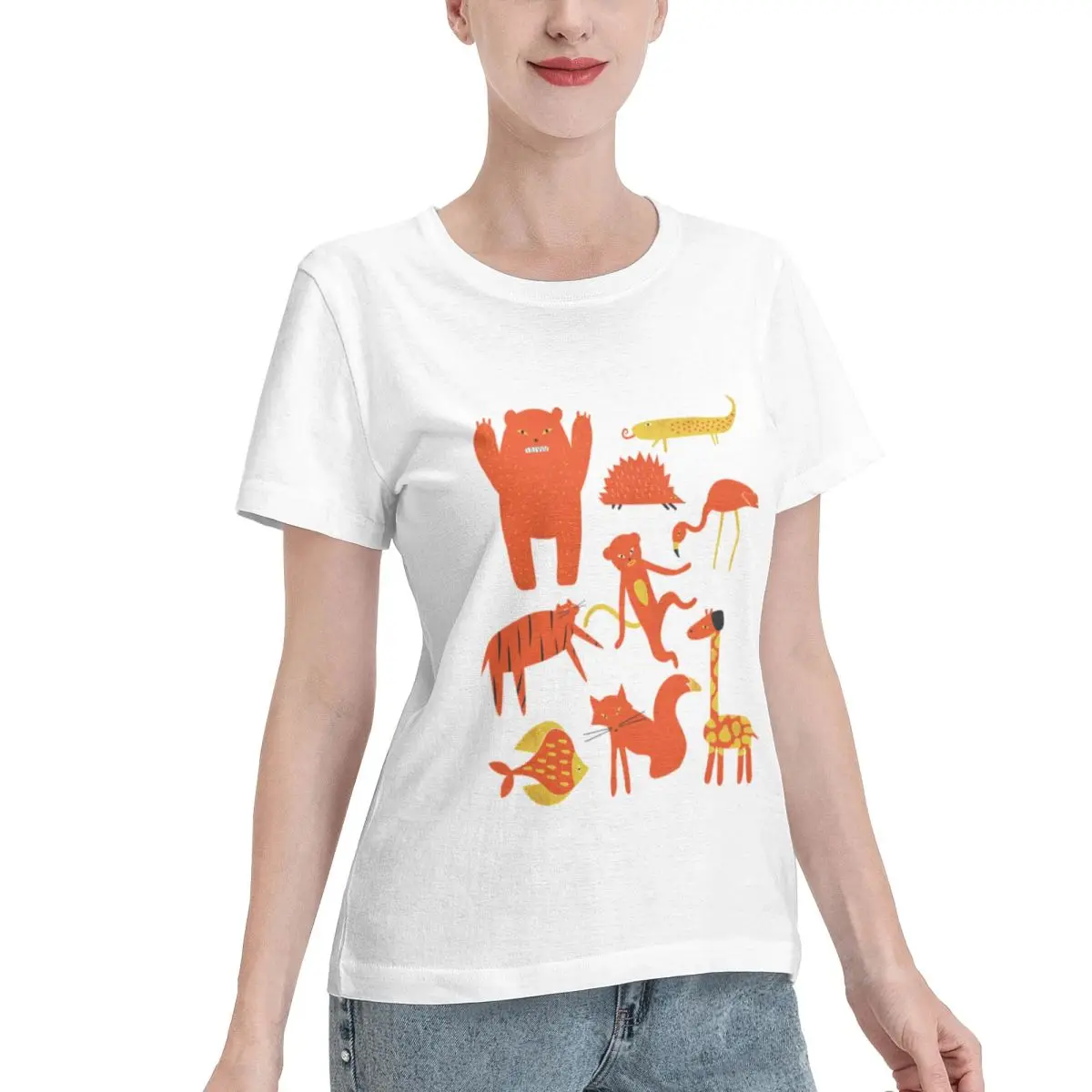 Popular On Social Wild Animals Pack Zoo Friends Women's T-shirt Fairycore Basic Tops For Women