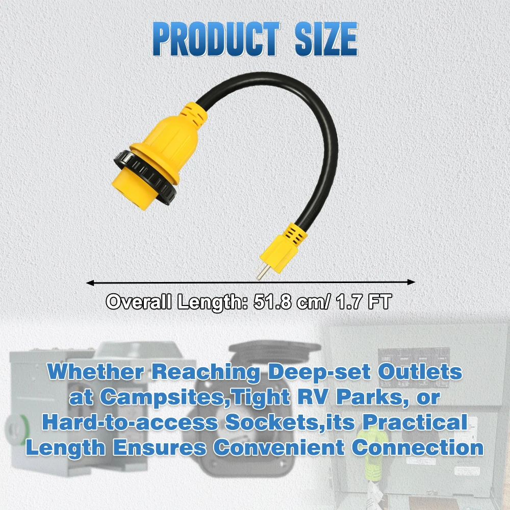 125V Universal For NEMA 5-15P Male to L5-30R Female 15 Amp to 30 Amp RV power Adapter Cord with Twist Locking For Trailer Camper