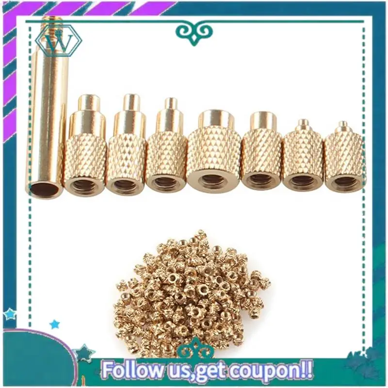 

A75Q-Гайка с тепловой вставкой Вставка с железным наконечником Головка с внутренней резьбой M2-M8 Латунь Набор для вставки гайки с термоплавкой Золото Латунь