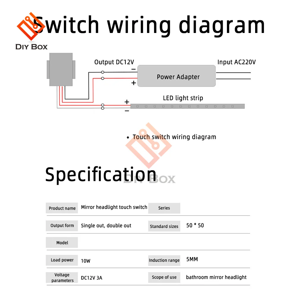 DC5-12V Bathroom Mirror Switch Touch Switch Sensor for Led Light Mirror Headlight Interior Decoration