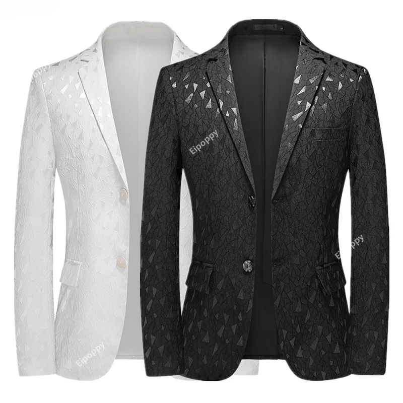 

2024 New Men's Suit Jacket Fashion Slim Blazer Coat Black White Red Blue Plus Size Men Outerwear