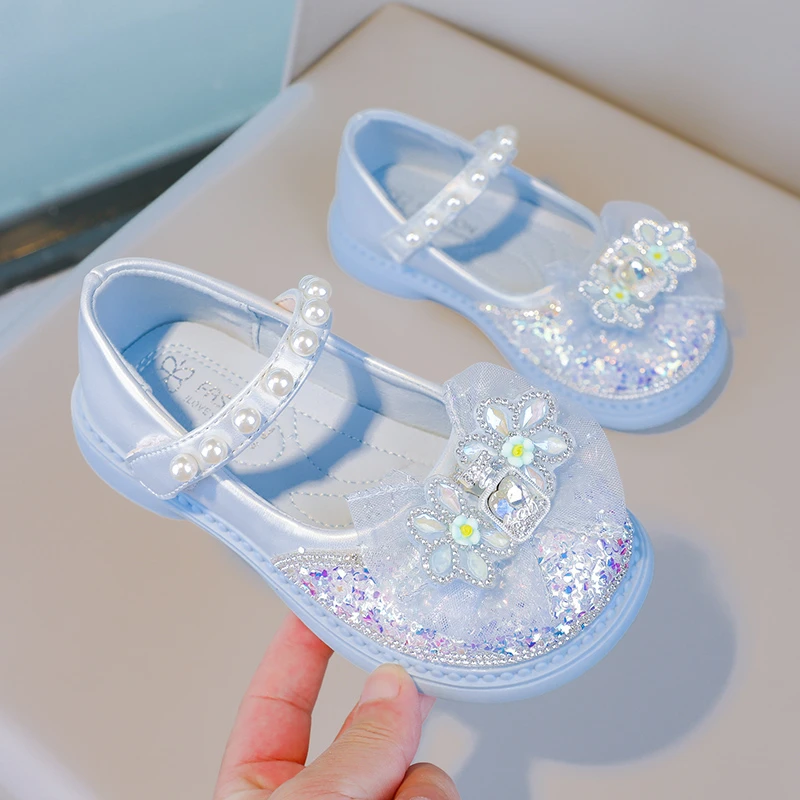 حار بيع خفيفة الوزن للأطفال مريحة القوس لينة الأحذية المسطحة الربيع والخريف أزياء الأميرة لؤلؤة أنيقة عارضة الأحذية