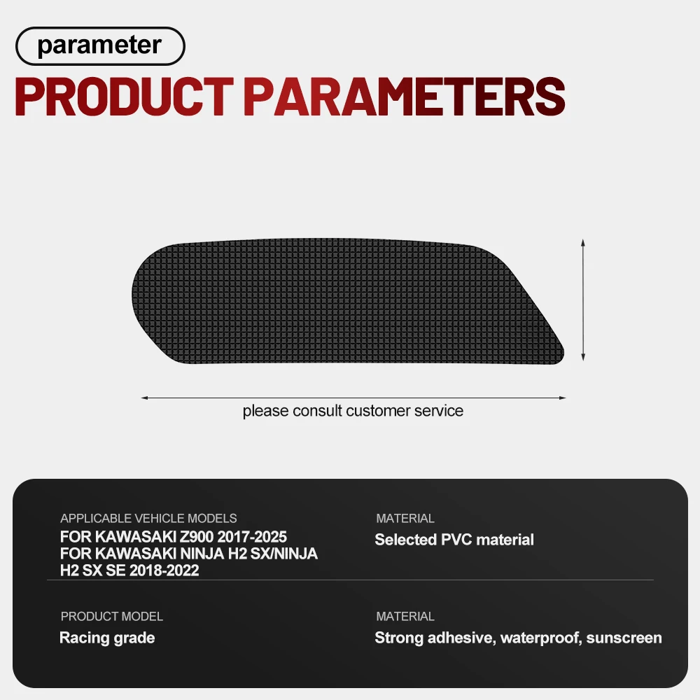 Fit For Kawasaki Z900 2017-2025 Silicone Anti-Slip Tank Traction Pad Side Grip Sticker Set