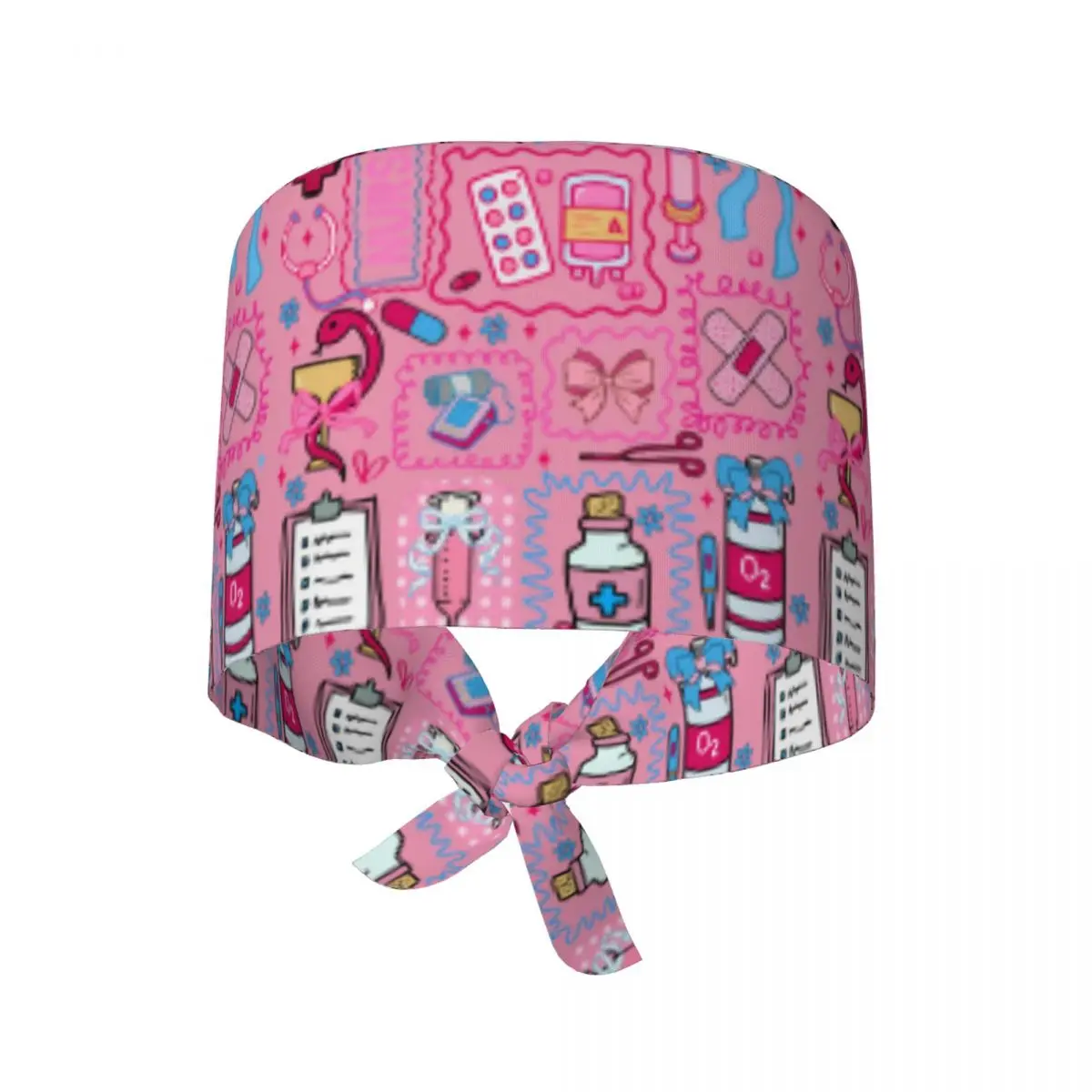 Nurse Hat Cute Nurse Stuff Pattern Working Cap For Unisex Women Novelty Long Hair Work Scrubs Hat Breathable Medical Hat