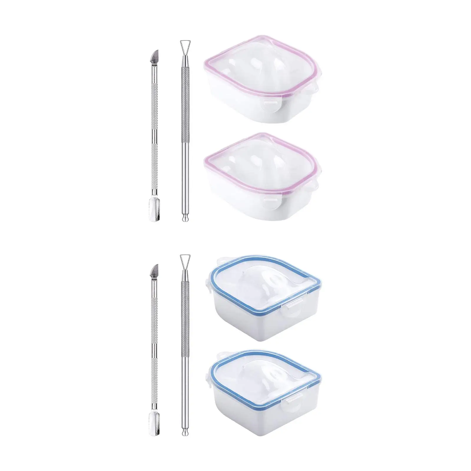 2 Pieces Nail Soaking Bowls with Cuticle Pusher Cuticle Peeler Manicure Bowl Soaker Tray for Hands Acrylic Nails Salon Home